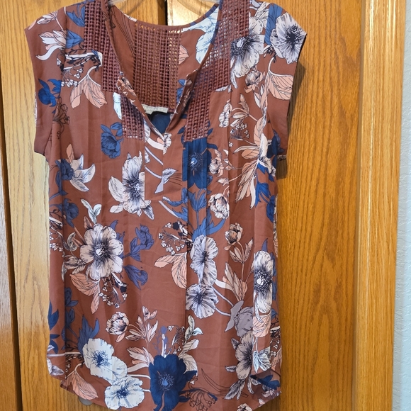 Floral Women's Blouse in Brown and Blue - Picture 1 of 1